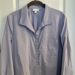 JJill Lilac Tunic Hidden Abalone Button Front Three Quarter Sleeve Medium Shirt
